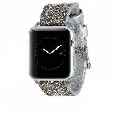 Casemate Brilliance Leather Strap - луксозна кожена (естествена кожа) каишка за Apple Watch 38мм, 40мм (сребрист)