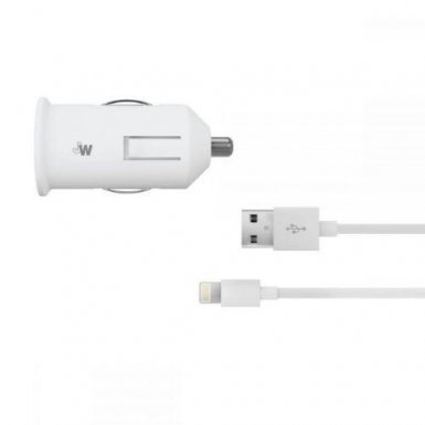Just Wireless Lightning 2.1A USB Car Charger - зарядно за кола с USB изход и Lightning кабел за iPhone, iPad и устройства с Lightning порт (бял)