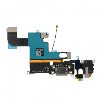 OEM System Connector and Flex Cable - оригинален лентов кабел с Lightning конектор, аудио жак и долен микрофон за iPhone 6 (сив)