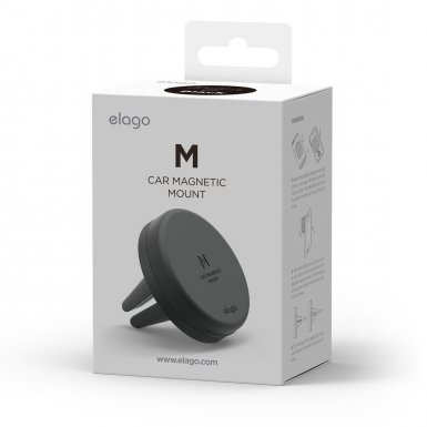 Elago M Car Magnetic Mount - магнитна поставка за радиатора на кола за смартфони (черна)