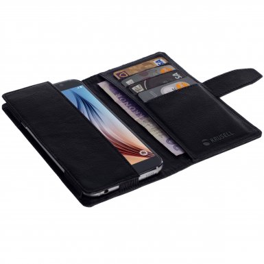 Krusell Vargon Universal Wallet Case 3XL - универсален кожен калъф тип портфейл за смартфони до 5.1 инча (черен)