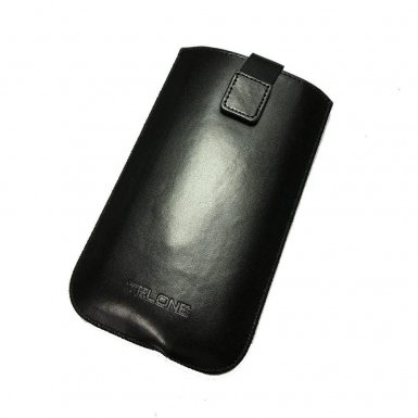 Telone VIP Pouch Size 17 - вертикален кожен калъф, тип джоб с лента за издърпване за iPhone 6 Plus, iPhone 6S Plus, Samsung Galaxy Note 4 и други (черен)