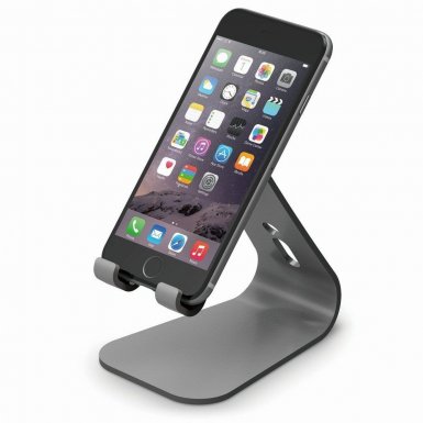 Elago M2 Stand - алуминиева поставка за iPhone 6/6S, 6 Plus/6S Plus, iPhone SE/5/5S/5C и мобилни телефони (тъмносива)