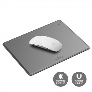 Elago Leather Mouse Pad - дизайнерски кожен пад за мишка (тъмносив)