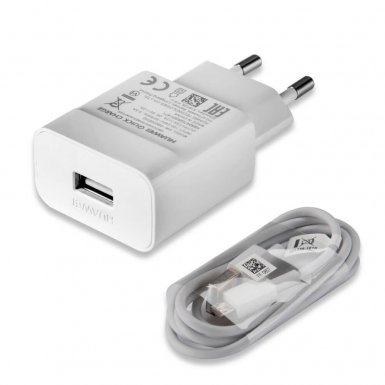 Huawei Quick Charger AP32 HW-059200EHQ - захранване с технология за бързо зареждане за смартфони и таблети и microUSB кабел за устройства с microUSB (бял) (ритейл опаковка)