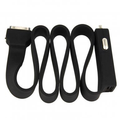 Tylt Car Charger for Apple 30-Pin - зарядно за кола с вграден кабел и USB изход за iPhone 4/4S, iPhone 3G/3GS, iPhone, iPad с док конектор