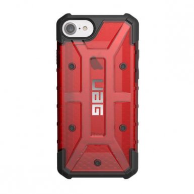 Urban Armor Gear Plasma - удароустойчив хибриден кейс за iPhone 8, iPhone 7, iPhone 6S, iPhone 6 (червен-прозрачен)