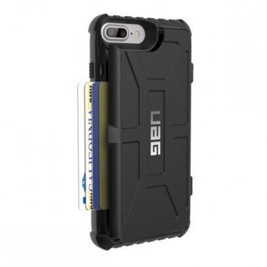 Urban Armor Gear Trooper - удароустойчив хибриден кейс с отделение за карти за iPhone 8 Plus, iPhone 7 Plus (черен)