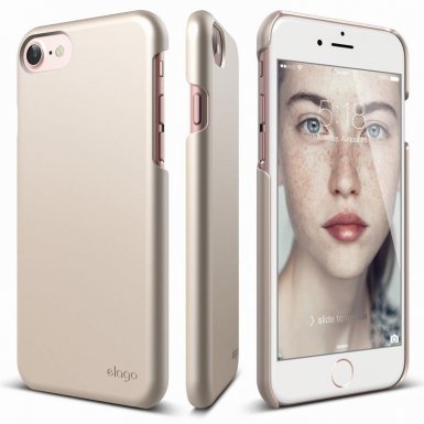 Elago S7 Slim Fit 2 Case + HD Clear Film - поликарбонатов кейс и HD покритие за iPhone 8, iPhone 7 (златист)