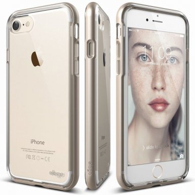 Elago Dualistic Case - хибриден кейс (поликарбонат + TPU) и HD покритие за iPhone 8, iPhone 7 (златист)