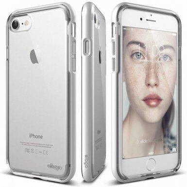 Elago Dualistic Case - хибриден кейс (поликарбонат + TPU) и HD покритие за iPhone 8, iPhone 7 (бял)