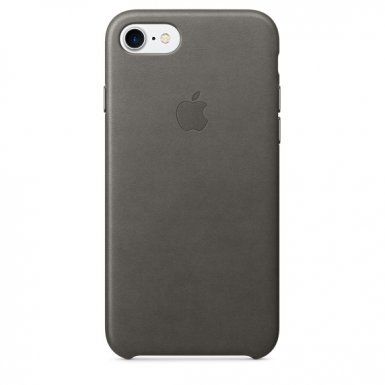 Apple iPhone Leather Case - оригинален кожен кейс (естествена кожа) за iPhone 8, iPhone 7 (сив)