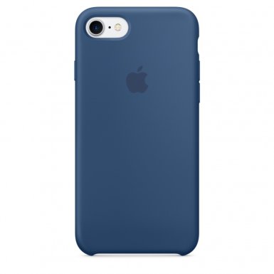 Apple Silicone Case - оригинален силиконов кейс за iPhone 8, iPhone 7 (тъмносин)