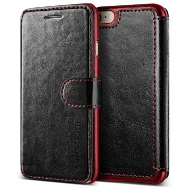 Verus Dandy Layered Case - кожен калъф, тип портфейл за iPhone 8, iPhone 7 (черен)