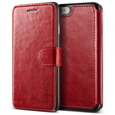 Verus Dandy Layered Case - кожен калъф, тип портфейл за iPhone 8, iPhone 7 (червен)