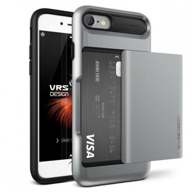 Verus Damda Glide Case - висок клас хибриден удароустойчив кейс с място за кр. карти за iPhone 8, iPhone 7 (сив)
