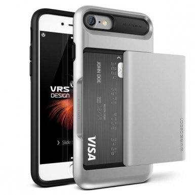 Verus Damda Glide Case - висок клас хибриден удароустойчив кейс с място за кр. карти за iPhone 8, iPhone 7 (сребрист)