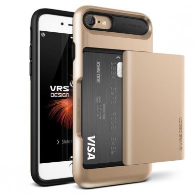 Verus Damda Glide Case - висок клас хибриден удароустойчив кейс с място за кр. карти за iPhone 8, iPhone 7 (златист)
