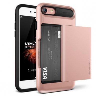 Verus Damda Glide Case - висок клас хибриден удароустойчив кейс с място за кр. карти за iPhone 8, iPhone 7 (розово злато)