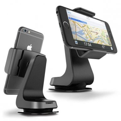 Verus Hybrid Grab - поставка за стъкло и гладки повърхности за iPhone, Samsung и смартфони до 6.3 инча (тъмносива)