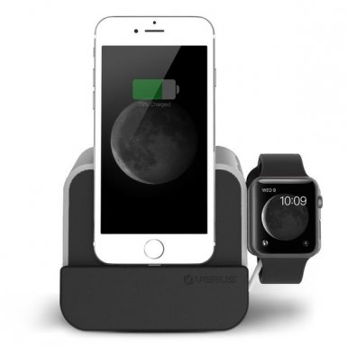 Verus New i-Depot Plus Cradle - док станция за iPhone X, iPhone 8, iPhone 7, 7 Plus, 6/6S, 6 Plus/6S Plus, iPhone 5/5S/5C/SE, iPad mini (всички поколения), iPad Air, iPad 5 (2017)/Air 2, iPad Pro 9.7 и Apple Watch (сребриста)