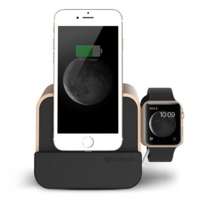 Verus New i-Depot Plus Cradle - док станция за iPhone 8, iPhone 7, 7 Plus, 6/6S, 6 Plus/6S Plus, iPhone 5/5S/5C/SE, iPad mini (всички поколения), iPad Air, iPad 5 (2017)/Air 2, iPad Pro 9.7 и Apple Watch (златиста)