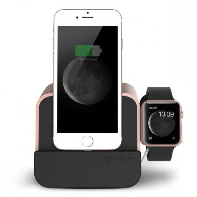 Verus i-Depot Plus Cradle - универсална док станция за iPhone, iPad, Apple Watch и мобилни устройства с microUSB (розово злато)
