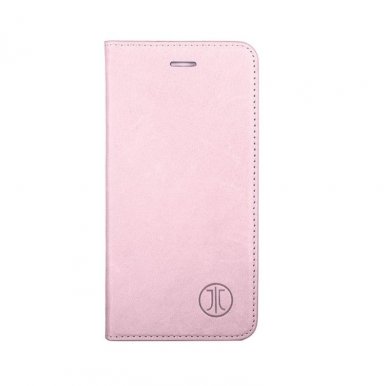 JT Berlin LeatherBook Magic Case - хоризонтален кожен (естествена кожа) калъф тип портфейл за iPhone 8, iPhone 7 (розово злато)