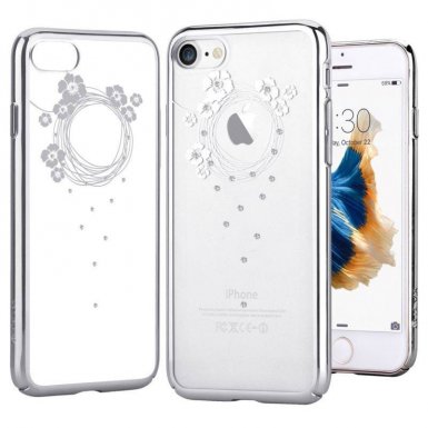 Devia Crystal Garland Case - поликрабонатов кейс за iPhone 8 Plus, iPhone 7 Plus (с кристали Сваровски) (сребрист)
