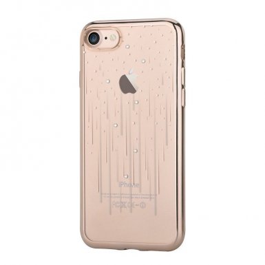 Devia Crystal Meteor Case - силиконов (TPU) калъф за iPhone 8 Plus, iPhone 7 Plus (с кристали Сваровски) (златист)