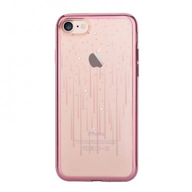 Devia Crystal Meteor Case - силиконов (TPU) калъф за iPhone 8 Plus, iPhone 7 Plus (с кристали Сваровски) (розово злато)