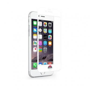Comma Eyecare Tempered Glass Full Screen - обхващащо и ръбовете стъклено защитно покритие за дисплея на iPhone 8, iPhone 7(бял)