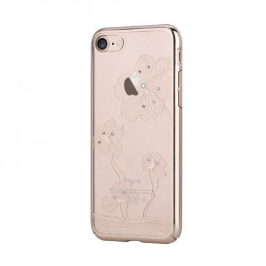 Comma Crystal Flora 360 Case - поликарбонатов кейс за iPhone 8, iPhone 7 (с кристали Сваровски) (златист)