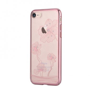 Comma Crystal Flora 360 Case - поликарбонатов кейс за iPhone 8, iPhone 7 (с кристали Сваровски) (розово злато)