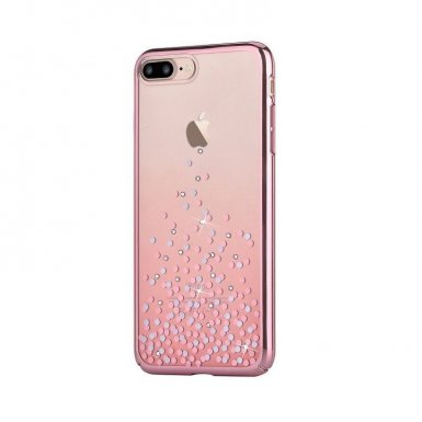 Comma Unique Polka 360 Case - поликарбонатов кейс за iPhone 8, iPhone 7 (с кристали Сваровски) (розово злато)