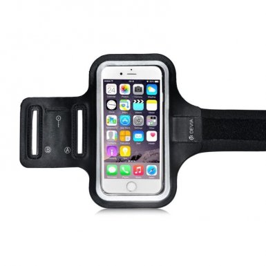 Devia Universal Sport-Fit Armband - универсален спортен калъф за ръка за смартфони до 5 инча (черен)