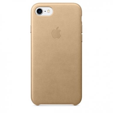 Apple iPhone Leather Case - оригинален кожен кейс (естествена кожа) за iPhone 8, iPhone 7 (светлокафяв)
