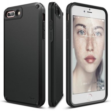 Elago Armor Case - хибриден кейс (поликарбонат + TPU) и HD покритие за iPhone 8 Plus, iPhone 7 Plus (черен)