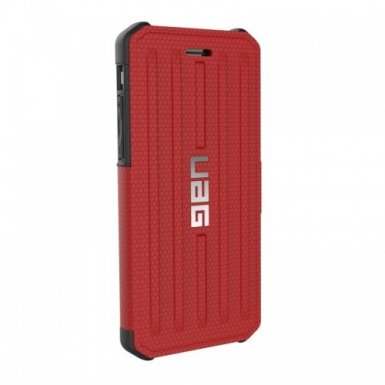 Urban Armor Gear Metropolis - удароустойчив хибриден кейс тип портфейл за iPhone 8, iPhone 7, iPhone 6S, iPhone 6 (черен-червен)