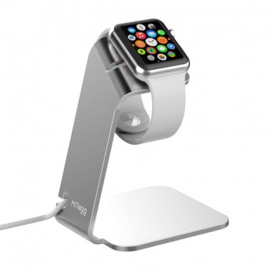 MiTagg NuStand - луксозна алуминиева поставка за Apple Watch (сребриста)