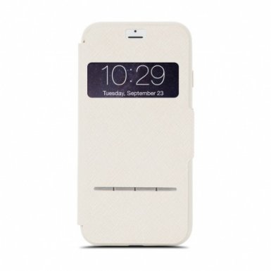 Moshi SenseCover Case - полиуретанов калъф, тип портфейл за iPhone 8, iPhone 7 (бежов)