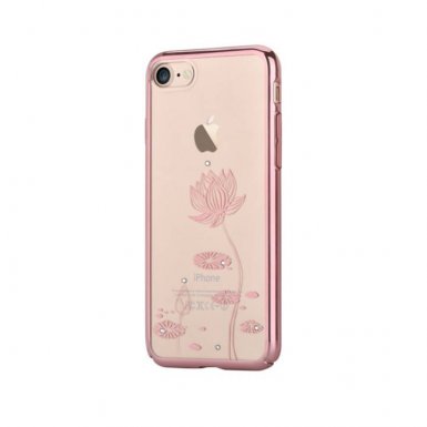 Devia Crystal Lotus Case - поликрабонатов кейс за iPhone 8, iPhone 7 (с кристали Сваровски) (розово злато)