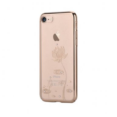 Devia Crystal Lotus Case - поликрабонатов кейс за iPhone 8 Plus, iPhone 7 Plus (с кристали Сваровски) (златист)