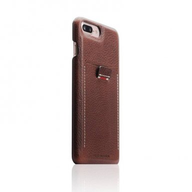 SLG Design D6 IMBL Case - кожен кейс (ествена кожа) за iPhone 8 Plus, iPhone 7 Plus (кафяв)