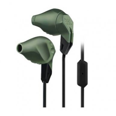 JBL Grip 200 - спортни слушалки с микрофон за iPhone, iPod, iPad и мобилни устройства (тъмнозелен)