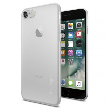 Spigen AirSkin Case - качествен ултратънък (0.36мм) кейс за iPhone 8, iPhone 7 (прозрачен-мат)