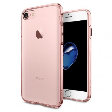 Spigen Ultra Hybrid Case - хибриден кейс с висока степен на защита за iPhone 8, iPhone 7 (роз.злато-прозрачен)