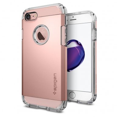 Spigen Tough Armor Case - хибриден кейс с най-висока степен на защита за iPhone 8, iPhone 7 (розово злато)