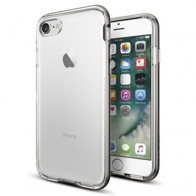 Spigen Neo Hybrid Case Crystal - хибриден кейс с висока степен на защита за iPhone 8, iPhone 7 (прозрачен-сив)