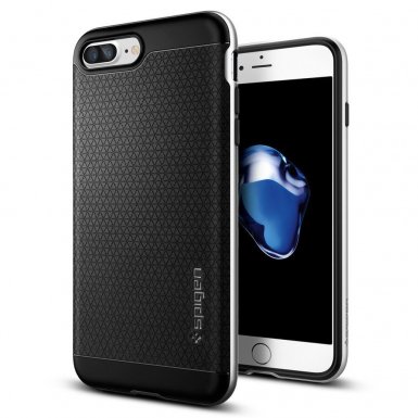 Spigen Neo Hybrid Case - хибриден кейс с висока степен на защита за iPhone 8 Plus, iPhone 7 Plus (черен-сребрист)